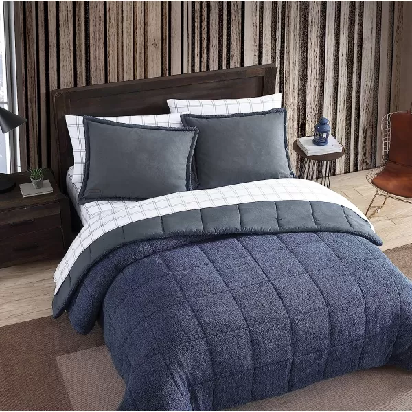 imageEddie Bauer  Twin Comforter Set Reversible Sherpa Bedding with Matching Shams Cozy amp Warm Home Decor Sherwood Red TwinSherwood Blue Queen Lodge