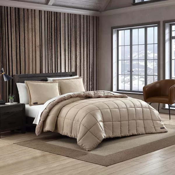 imageEddie Bauer  Twin Comforter Set Reversible Sherpa Bedding with Matching Shams Cozy amp Warm Home Decor Sherwood Red TwinSherwood Brown King Lodge