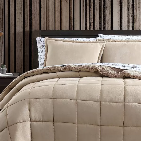 imageEddie Bauer  Twin Comforter Set Reversible Sherpa Bedding with Matching Shams Cozy amp Warm Home Decor Sherwood Red TwinSherwood Brown Queen Lodge