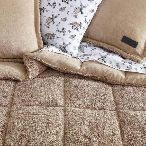 imageEddie Bauer  Twin Comforter Set Reversible Sherpa Bedding with Matching Shams Cozy amp Warm Home Decor Sherwood Red TwinSherwood Brown Queen Lodge