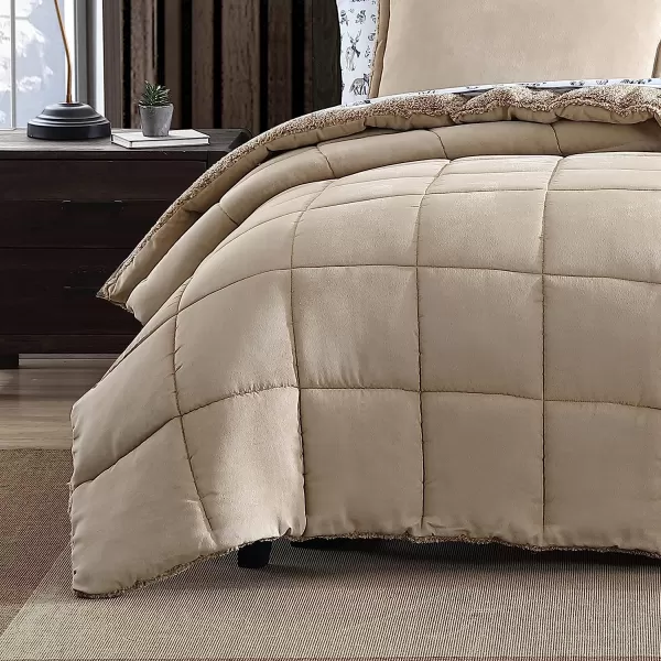 imageEddie Bauer  Twin Comforter Set Reversible Sherpa Bedding with Matching Shams Cozy amp Warm Home Decor Sherwood Red TwinSherwood Brown Twin Lodge