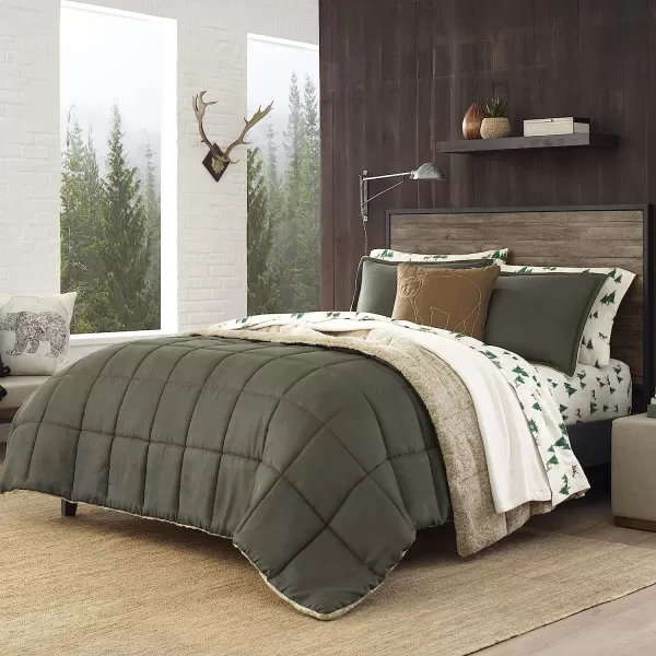 imageEddie Bauer  Twin Comforter Set Reversible Sherpa Bedding with Matching Shams Cozy amp Warm Home Decor Sherwood Red TwinSherwood Green Queen Lodge  Sets Edgewood Plaid Queen