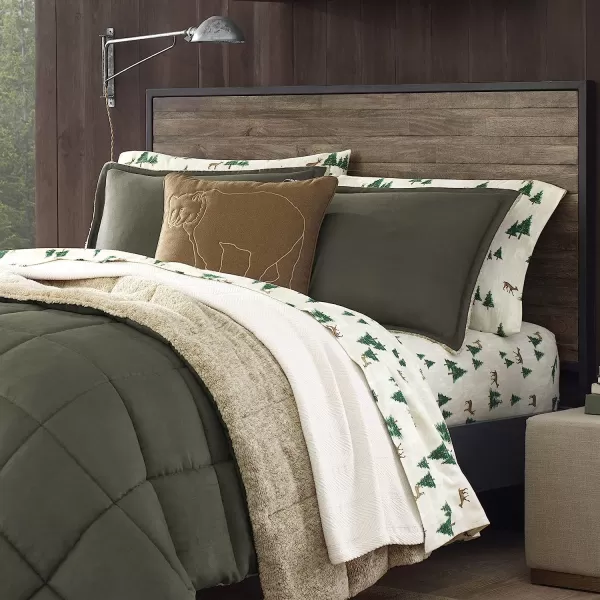imageEddie Bauer  Twin Comforter Set Reversible Sherpa Bedding with Matching Shams Cozy amp Warm Home Decor Sherwood Red TwinSherwood Green Queen Lodge  SetsDeer Hollow Queen