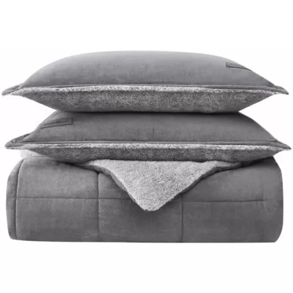 imageEddie Bauer  Twin Comforter Set Reversible Sherpa Bedding with Matching Shams Cozy amp Warm Home Decor Sherwood Red TwinSherwood Grey King Lodge