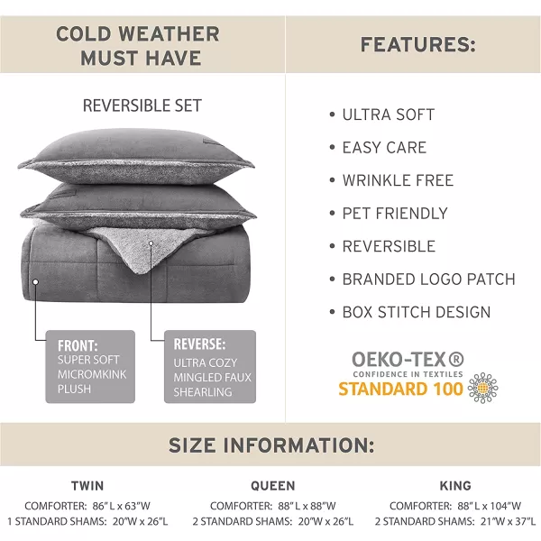 imageEddie Bauer  Twin Comforter Set Reversible Sherpa Bedding with Matching Shams Cozy amp Warm Home Decor Sherwood Red TwinSherwood Grey Queen Lodge