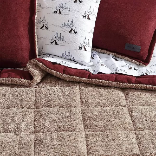 imageEddie Bauer  Twin Comforter Set Reversible Sherpa Bedding with Matching Shams Cozy amp Warm Home Decor Sherwood Red TwinSherwood Red Queen Lodge