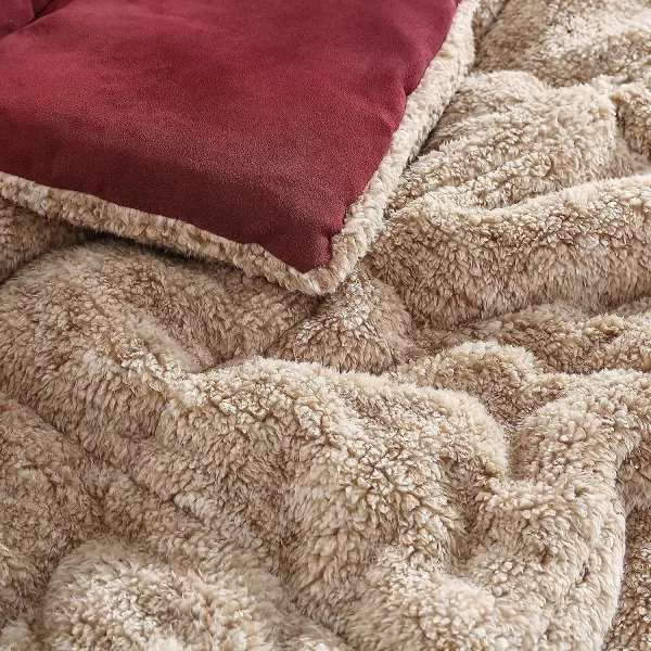 imageEddie Bauer  Twin Comforter Set Reversible Sherpa Bedding with Matching Shams Cozy amp Warm Home Decor Sherwood Red TwinSherwood Red Queen Lodge
