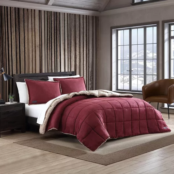 imageEddie Bauer  Twin Comforter Set Reversible Sherpa Bedding with Matching Shams Cozy amp Warm Home Decor Sherwood Red TwinSherwood Red Queen Lodge