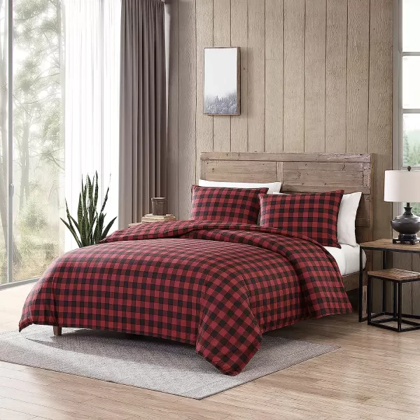 imageEddie Bauer  Twin Duvet Cover Set Cotton Reversible Bedding Buffalo Plaid Home Decor for All Seasons RedBlack TwinComforter Set King RedBlack