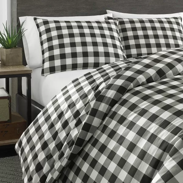 imageEddie Bauer  Twin Duvet Cover Set Cotton Reversible Bedding Buffalo Plaid Home Decor for All Seasons RedBlack TwinComforter Set Queen Black Check