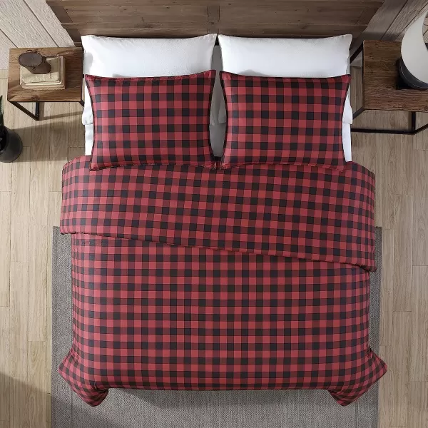 imageEddie Bauer  Twin Duvet Cover Set Cotton Reversible Bedding Buffalo Plaid Home Decor for All Seasons RedBlack TwinComforter Set Twin RedBlack