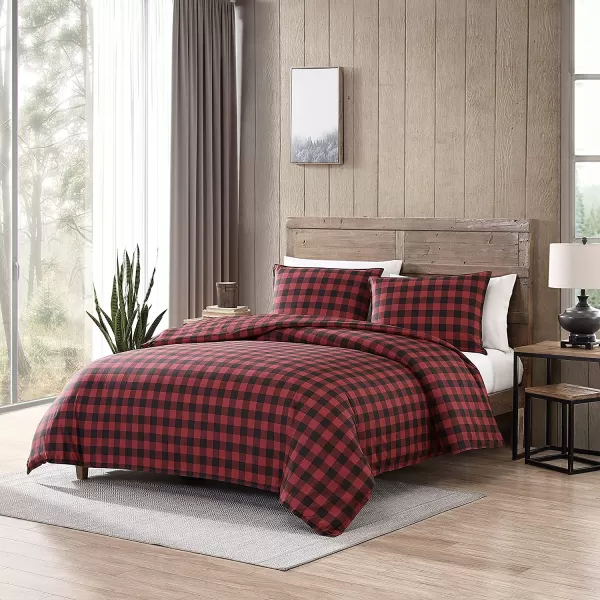 imageEddie Bauer  Twin Duvet Cover Set Cotton Reversible Bedding Buffalo Plaid Home Decor for All Seasons RedBlack TwinComforter Set Twin RedBlack