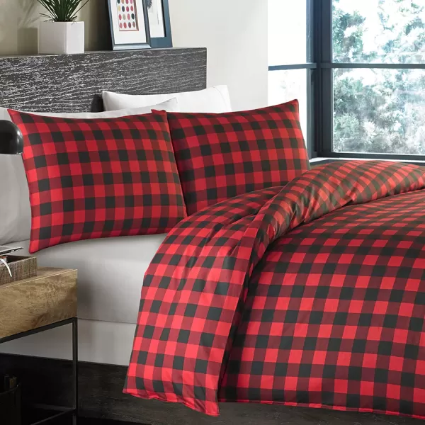 imageEddie Bauer  Twin Duvet Cover Set Cotton Reversible Bedding Buffalo Plaid Home Decor for All Seasons RedBlack TwinDuvet Set Queen RedBlack