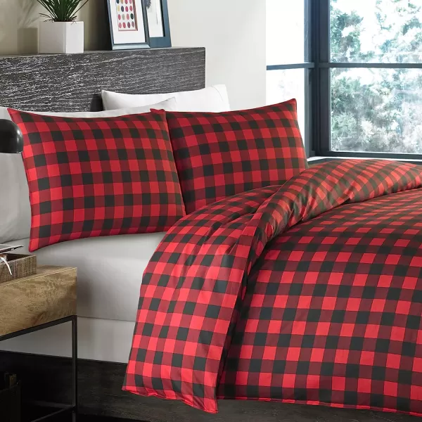 imageEddie Bauer  Twin Duvet Cover Set Cotton Reversible Bedding Buffalo Plaid Home Decor for All Seasons RedBlack TwinDuvet Set Twin RedBlack