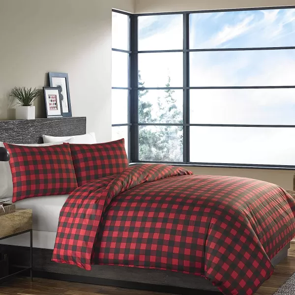 imageEddie Bauer  Twin Duvet Cover Set Cotton Reversible Bedding Buffalo Plaid Home Decor for All Seasons RedBlack TwinDuvet Set Twin RedBlack