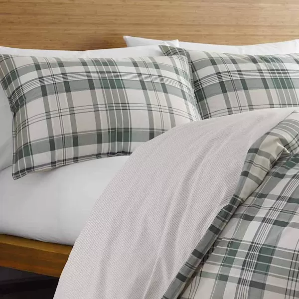 imageEddie Bauer  Twin Duvet Cover Set Cotton Reversible Bedding with Matching Sham Plaid Home Decor for All Seasons Timbers Evergreen TwinTwin