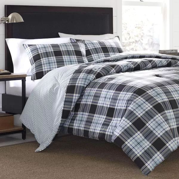 imageEddie Bauer  Twin Duvet Cover Set Cotton Reversible Bedding with Matching Sham Styligh Home Decor Lewis Navy TwinTwin