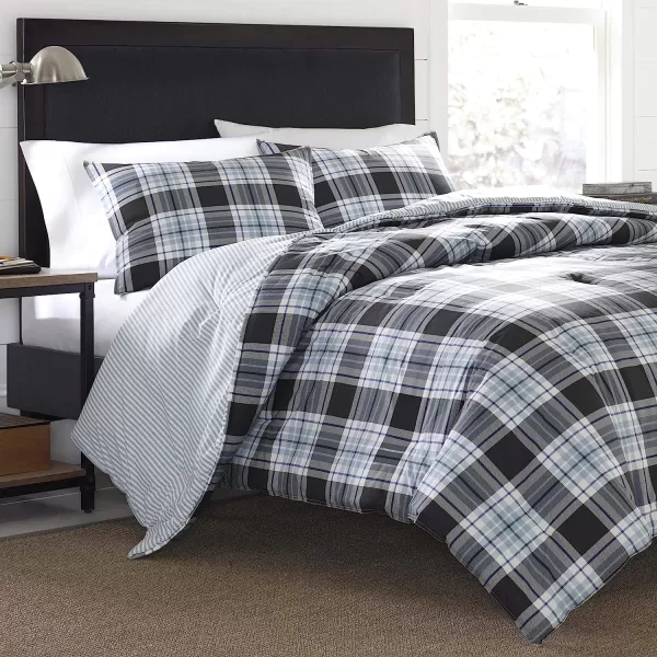imageEddie Bauer  Twin Duvet Cover Set Cotton Reversible Bedding with Matching Sham Styligh Home Decor Lewis Navy TwinTwin
