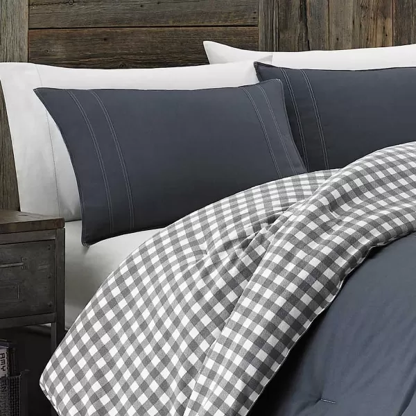 imageEddie Bauer  Twin Duvet Cover Set Cotton Reversible Bedding with Matching Sham Stylish Home Decor Kingston Navy TwinCharcoal Twin