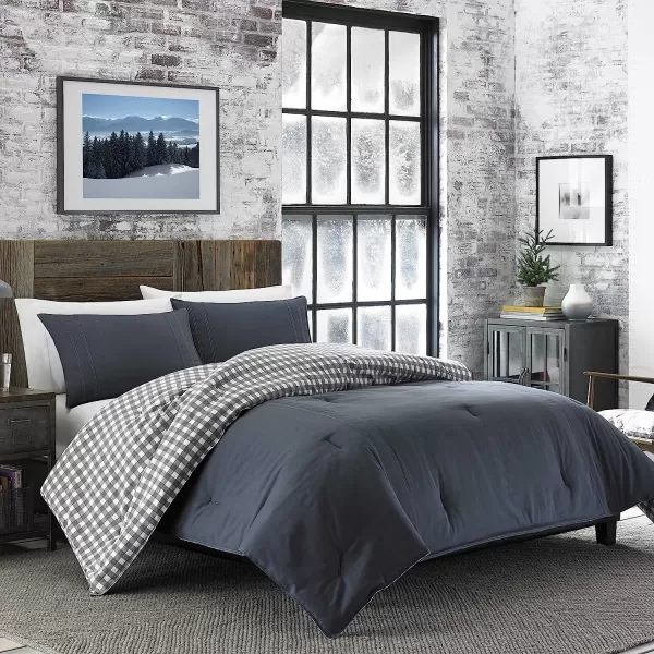 imageEddie Bauer  Twin Duvet Cover Set Cotton Reversible Bedding with Matching Sham Stylish Home Decor Kingston Navy TwinCharcoal Twin