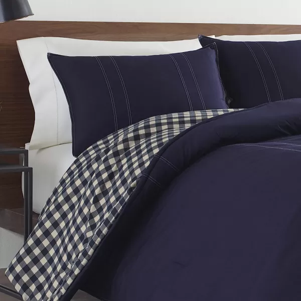 imageEddie Bauer  Twin Duvet Cover Set Cotton Reversible Bedding with Matching Sham Stylish Home Decor Kingston Navy TwinNavy Twin