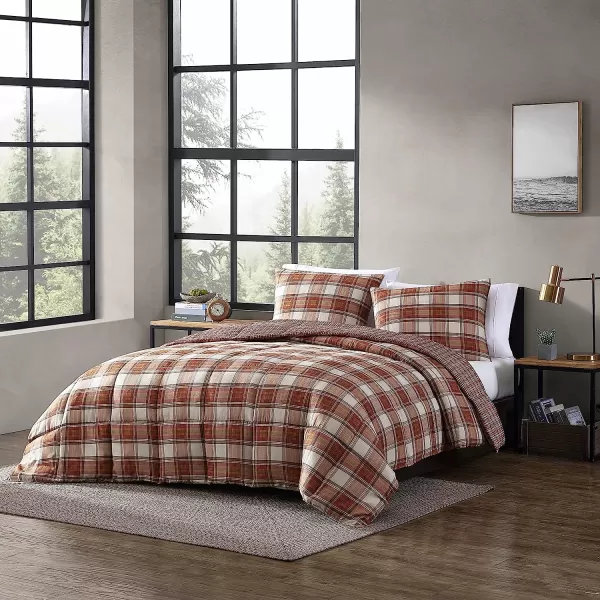 imageEddie Bauer  Twin Duvet Cover Set Reversible Cotton Bedding with Matching Sham Stylish Home Decor for All Seasons Edgewood Red TwinComforter Set King Red