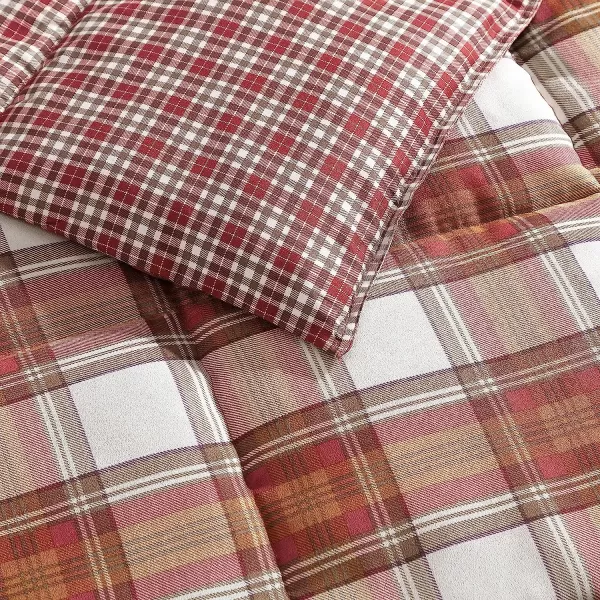 imageEddie Bauer  Twin Duvet Cover Set Reversible Cotton Bedding with Matching Sham Stylish Home Decor for All Seasons Edgewood Red TwinComforter Set Queen Red