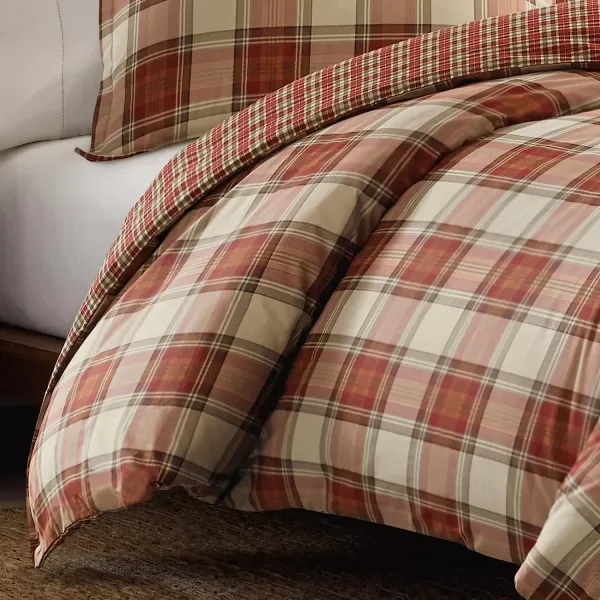 imageEddie Bauer  Twin Duvet Cover Set Reversible Cotton Bedding with Matching Sham Stylish Home Decor for All Seasons Edgewood Red TwinDuvet Cover Set King Red