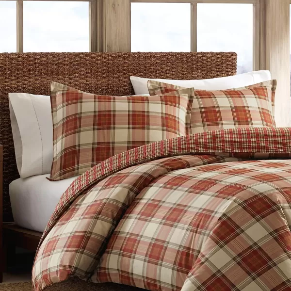 imageEddie Bauer  Twin Duvet Cover Set Reversible Cotton Bedding with Matching Sham Stylish Home Decor for All Seasons Edgewood Red TwinDuvet Cover Set Twin Red