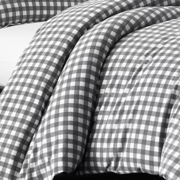 imageEddie Bauer  Twin Duvet Cover Set Reversible Flannel Bedding with Matching Sham Home Decor for Colder Months Preston Grey TwinKing