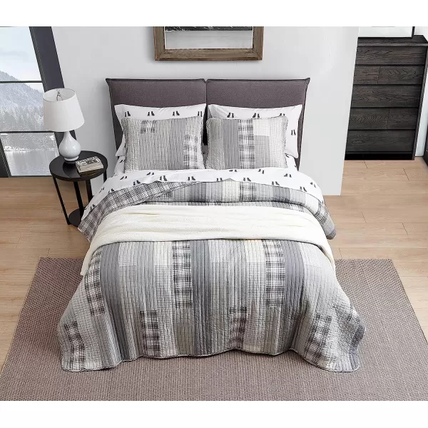 imageEddie Bauer  Twin Quilt Set Cotton Reversible Bedding with Matching Sham Home Decor for All Seasons Fairview Grey TwinFairview GreyIvory Queen