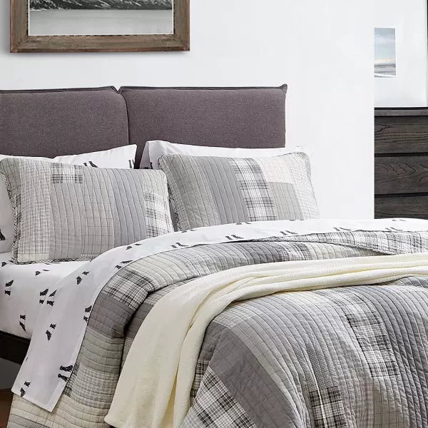 imageEddie Bauer  Twin Quilt Set Cotton Reversible Bedding with Matching Sham Home Decor for All Seasons Fairview Grey TwinFairview GreyIvory Twin