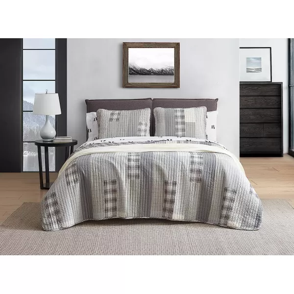 imageEddie Bauer  Twin Quilt Set Cotton Reversible Bedding with Matching Sham Home Decor for All Seasons Fairview Grey TwinFairview GreyIvory Twin