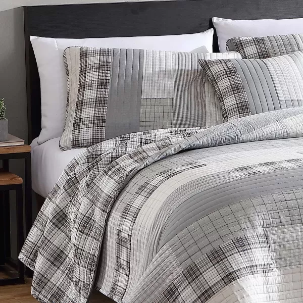 imageEddie Bauer  Twin Quilt Set Cotton Reversible Bedding with Matching Sham Home Decor for All Seasons Fairview Sand TwinBonus Quilt Set King Fairview GreyWhite