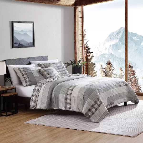 imageEddie Bauer  Twin Quilt Set Cotton Reversible Bedding with Matching Sham Home Decor for All Seasons Fairview Sand TwinBonus Quilt Set Queen Fairview GreyWhite