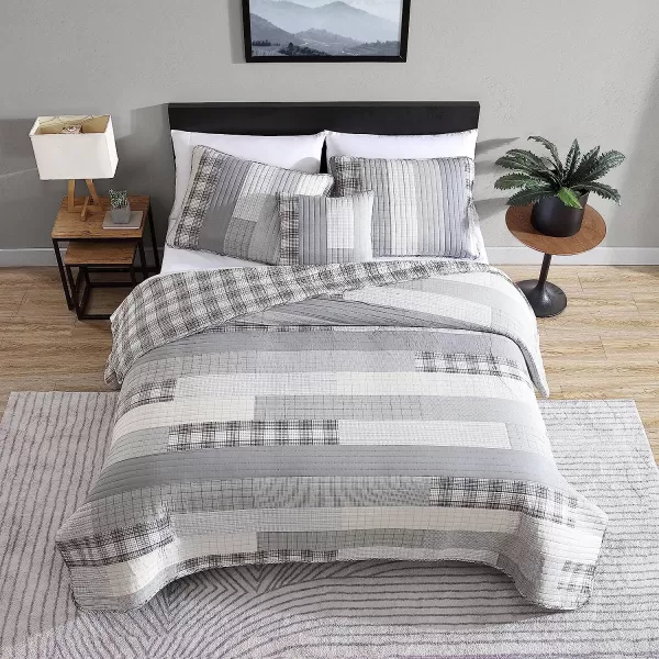 imageEddie Bauer  Twin Quilt Set Cotton Reversible Bedding with Matching Sham Home Decor for All Seasons Fairview Sand TwinBonus Quilt Set Queen Fairview GreyWhite