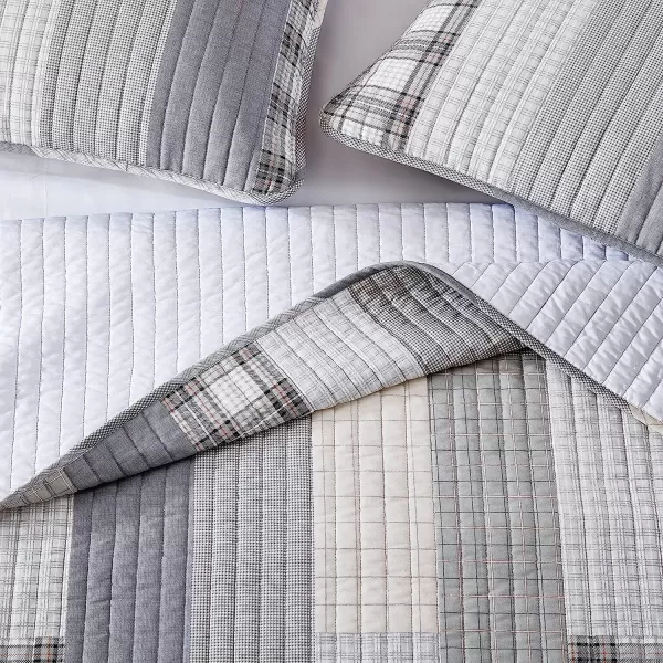 imageEddie Bauer  Twin Quilt Set Cotton Reversible Bedding with Matching Sham Home Decor for All Seasons Fairview Sand TwinBonus Quilt Set Twin Fairview GreyWhite