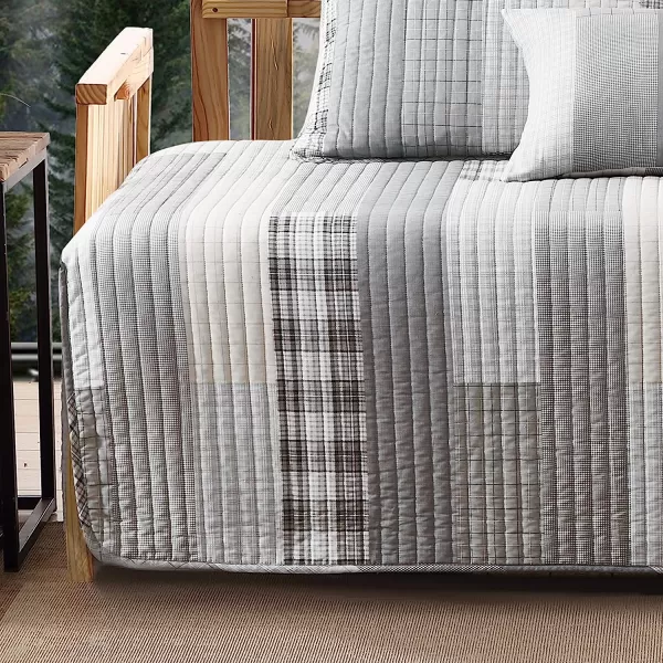 imageEddie Bauer  Twin Quilt Set Cotton Reversible Bedding with Matching Sham Home Decor for All Seasons Fairview Sand TwinQuilt Set Daybed Fairview GreyWhite
