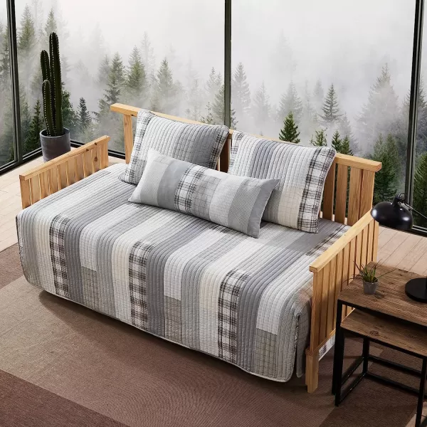imageEddie Bauer  Twin Quilt Set Cotton Reversible Bedding with Matching Sham Home Decor for All Seasons Fairview Sand TwinQuilt Set Daybed Fairview GreyWhite