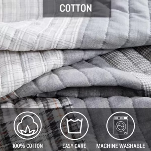 imageEddie Bauer  Twin Quilt Set Cotton Reversible Bedding with Matching Sham Home Decor for All Seasons Fairview Sand TwinQuilt Set Daybed Fairview GreyWhite