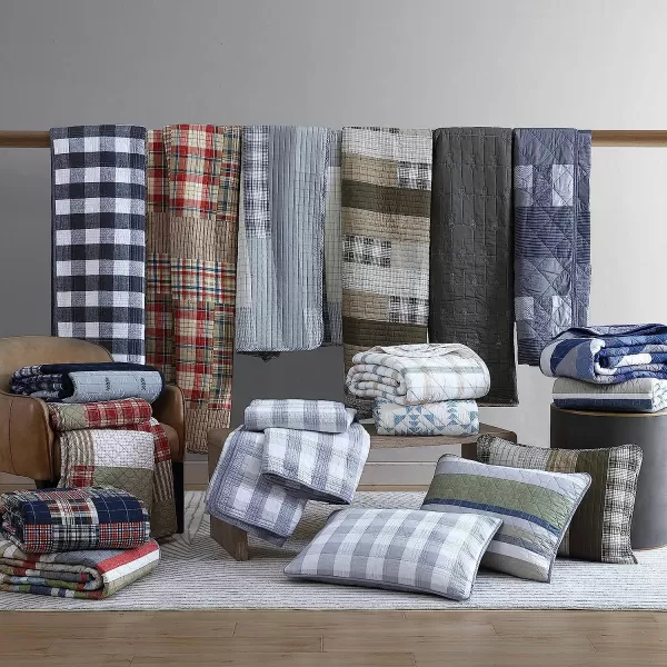 imageEddie Bauer  Twin Quilt Set Cotton Reversible Bedding with Matching Sham Home Decor for All Seasons Fairview Sand TwinQuilt Set King Fairview GreyWhite