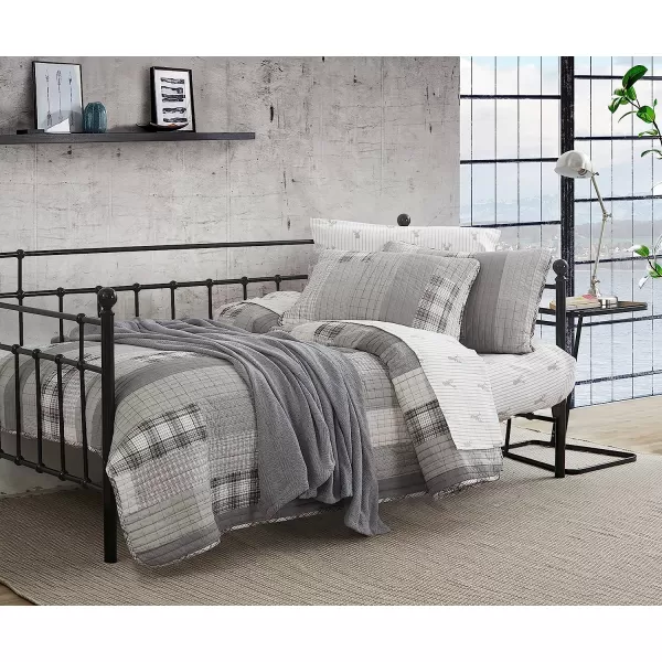 imageEddie Bauer  Twin Quilt Set Cotton Reversible Bedding with Matching Sham Home Decor for All Seasons Fairview Sand TwinQuilt Set King Fairview GreyWhite