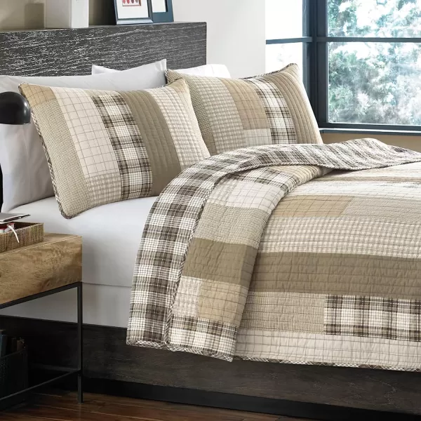 imageEddie Bauer  Twin Quilt Set Cotton Reversible Bedding with Matching Sham Home Decor for All Seasons Fairview Sand TwinQuilt Set King Fairview Sand