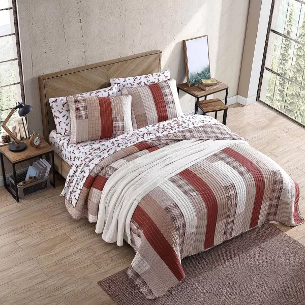 imageEddie Bauer  Twin Quilt Set Cotton Reversible Bedding with Matching Sham Home Decor for All Seasons Fairview Sand TwinQuilt Set King OrangeIvory