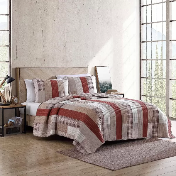 imageEddie Bauer  Twin Quilt Set Cotton Reversible Bedding with Matching Sham Home Decor for All Seasons Fairview Sand TwinQuilt Set King OrangeIvory