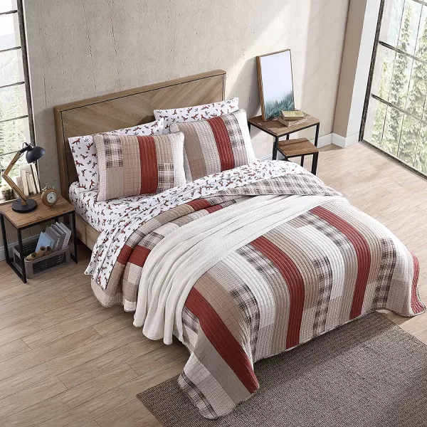imageEddie Bauer  Twin Quilt Set Cotton Reversible Bedding with Matching Sham Home Decor for All Seasons Fairview Sand TwinQuilt Set Queen OrangeIvory