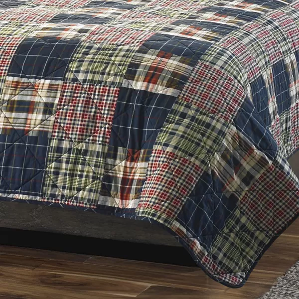 imageEddie Bauer  Twin Quilt Set Cotton Reversible Bedding with Matching Sham Lightweight Home Decor for All Seasons Madrona NavyRed TwinMadrona NavyRed King