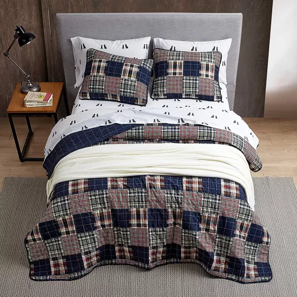 imageEddie Bauer  Twin Quilt Set Cotton Reversible Bedding with Matching Sham Lightweight Home Decor for All Seasons Madrona NavyRed TwinMadrona NavyRed Twin