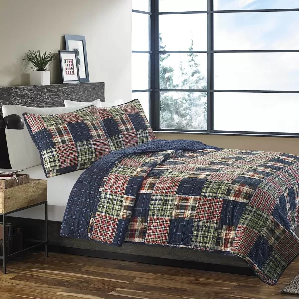 imageEddie Bauer  Twin Quilt Set Cotton Reversible Bedding with Matching Sham Lightweight Home Decor for All Seasons Madrona NavyRed TwinMadrona NavyRed Twin