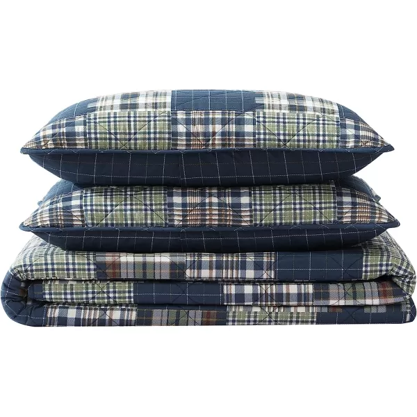 imageEddie Bauer  Twin Quilt Set Cotton Reversible Bedding with Matching Sham Lightweight Home Decor for All Seasons Madrona NavyRed TwinMadrona Plaid NavyGreen Queen